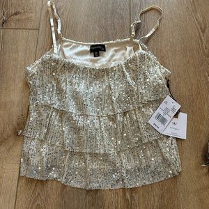 Originality Dry Goods Gold Sequin Crop top Size M
